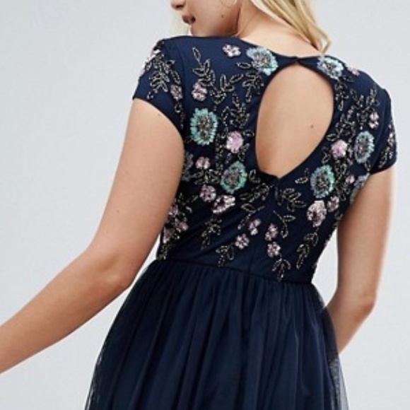 lace and beads navy dress
